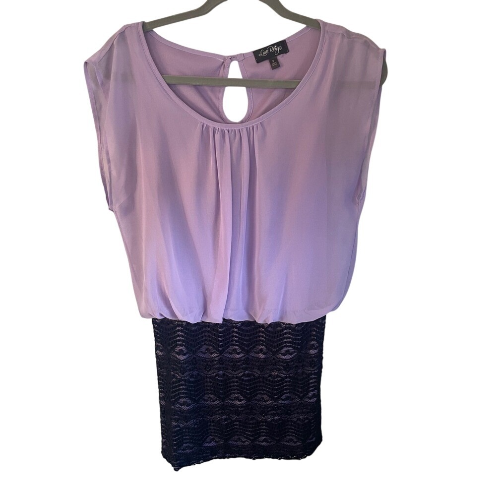 Love Reign Lavender Chiffon Black Lace Overlay Sheath Dress Size S Y2K‎